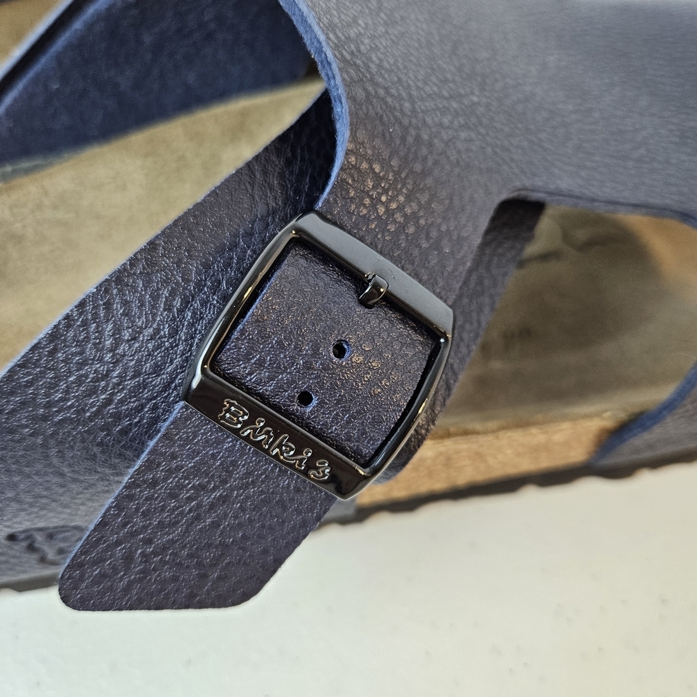 Birki's Birkenstock Mens Navy Blue Leather Sandals Size 12 - Picture 4 of 9
